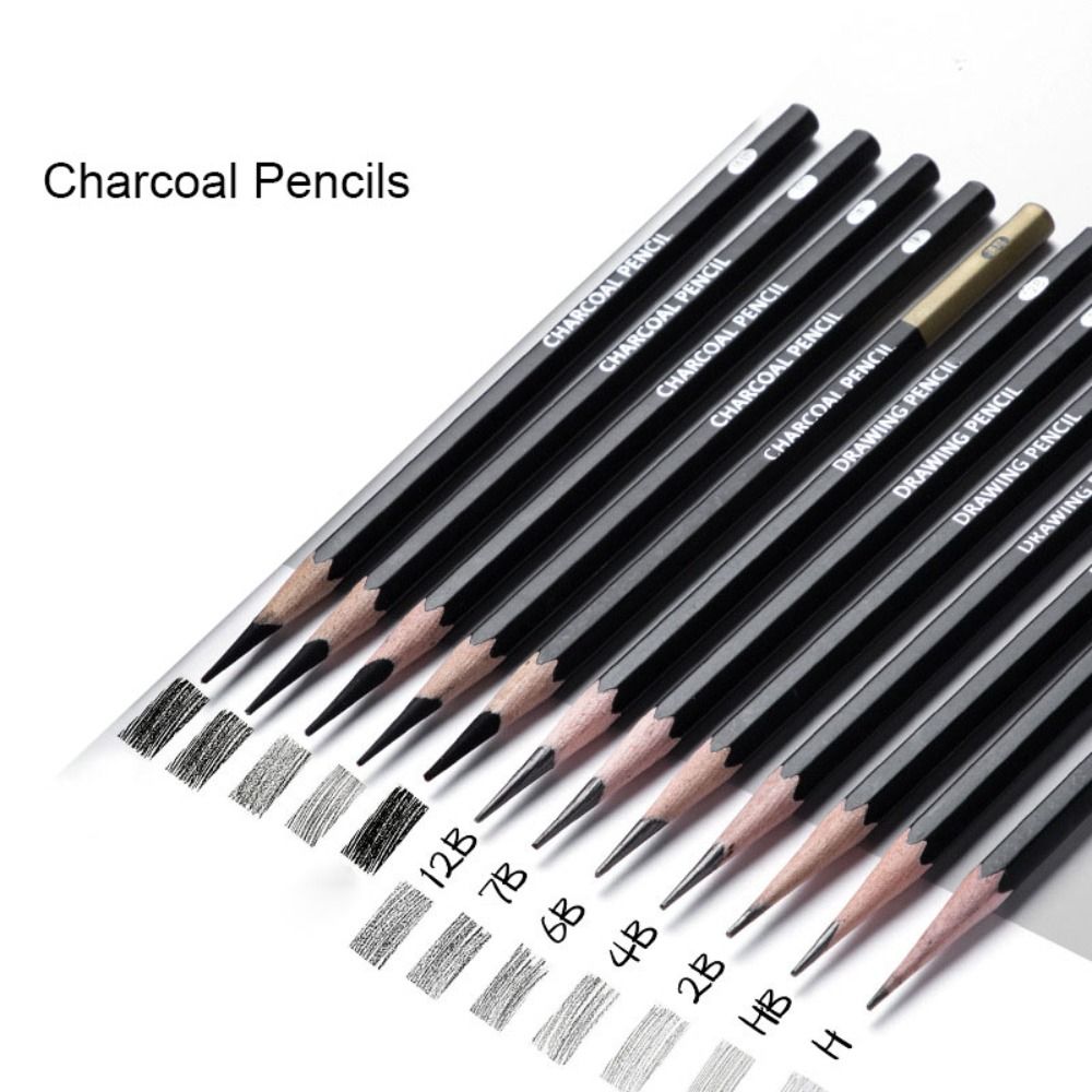 Sketching Charcoal Set - Pensil Sketsa Campuran Grafit Profesional, Perlengkapan