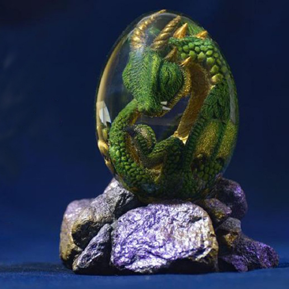 Art Craft Dinosaur - Patung telur naga Lava dengan dasar