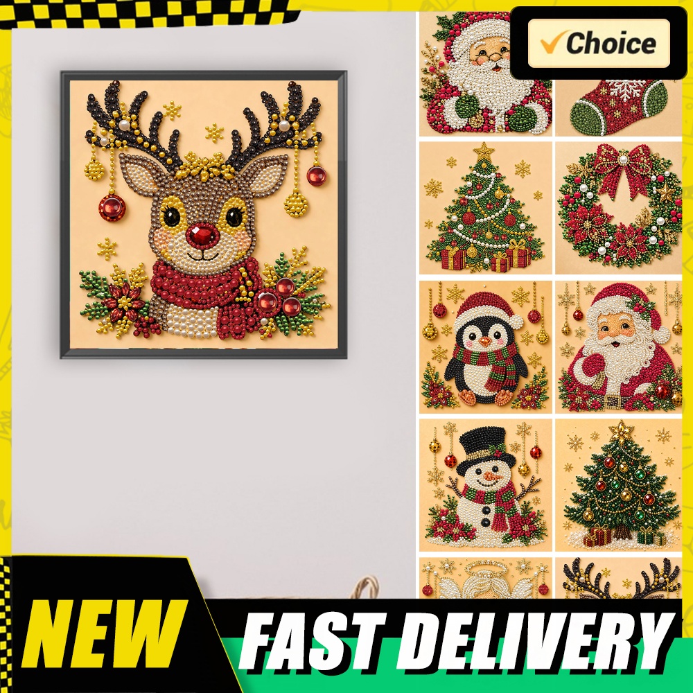 Diamond Painting Kit - Kit Lukisan Berlian Mutiara Natal dengan