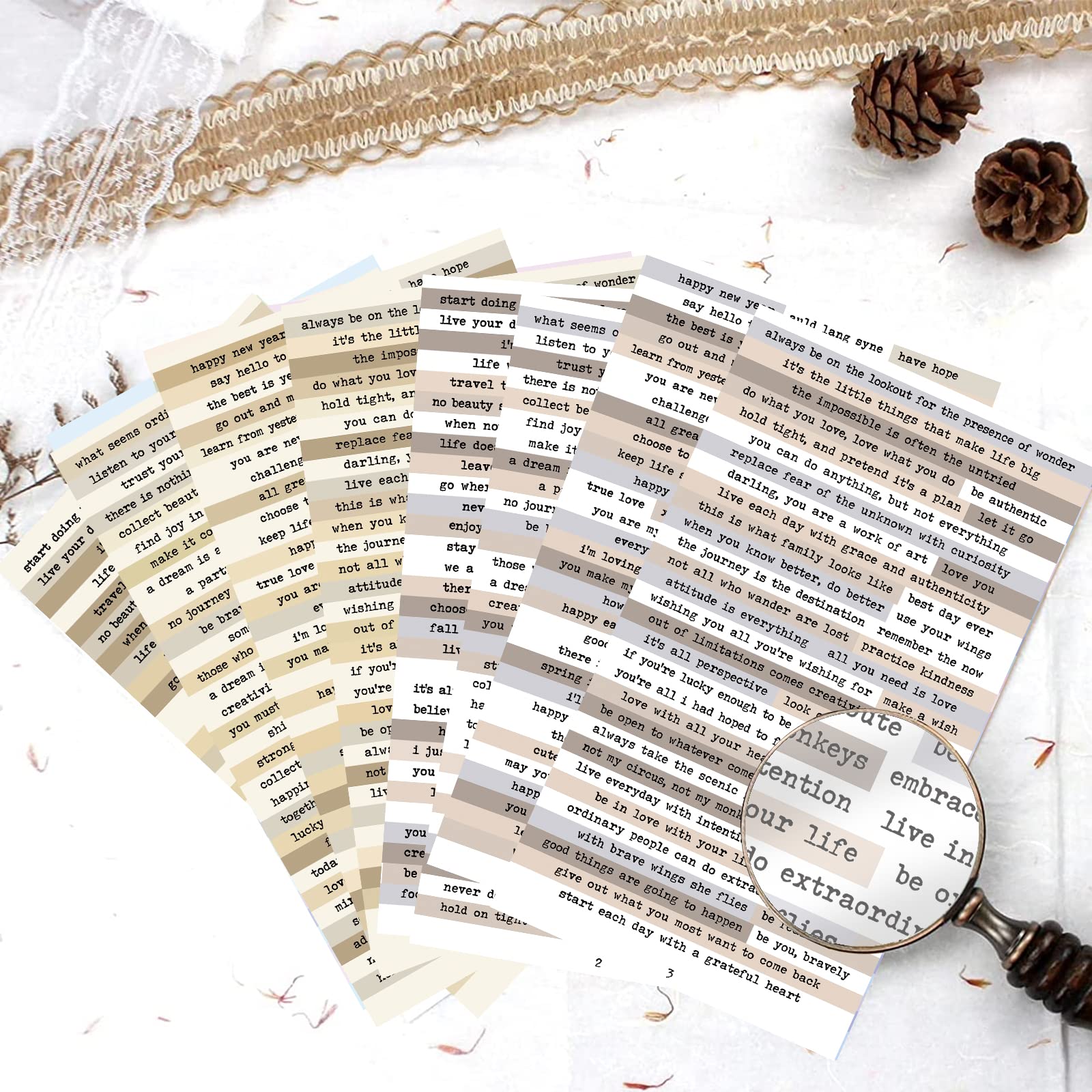 Art Craft Quotes - 8 buah stiker kutipan catatan coklat,