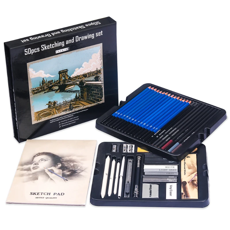 Sketching Charcoal Set - 50 Buah Set Pensil Sketsa Pensil