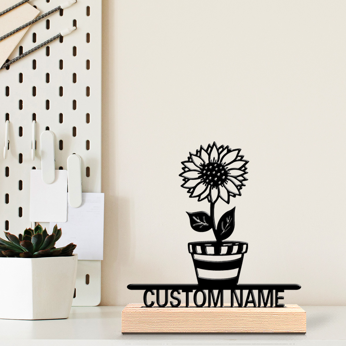 Art Craft & Architecture - 1pc Patung Logam Nama Kustom Bunga