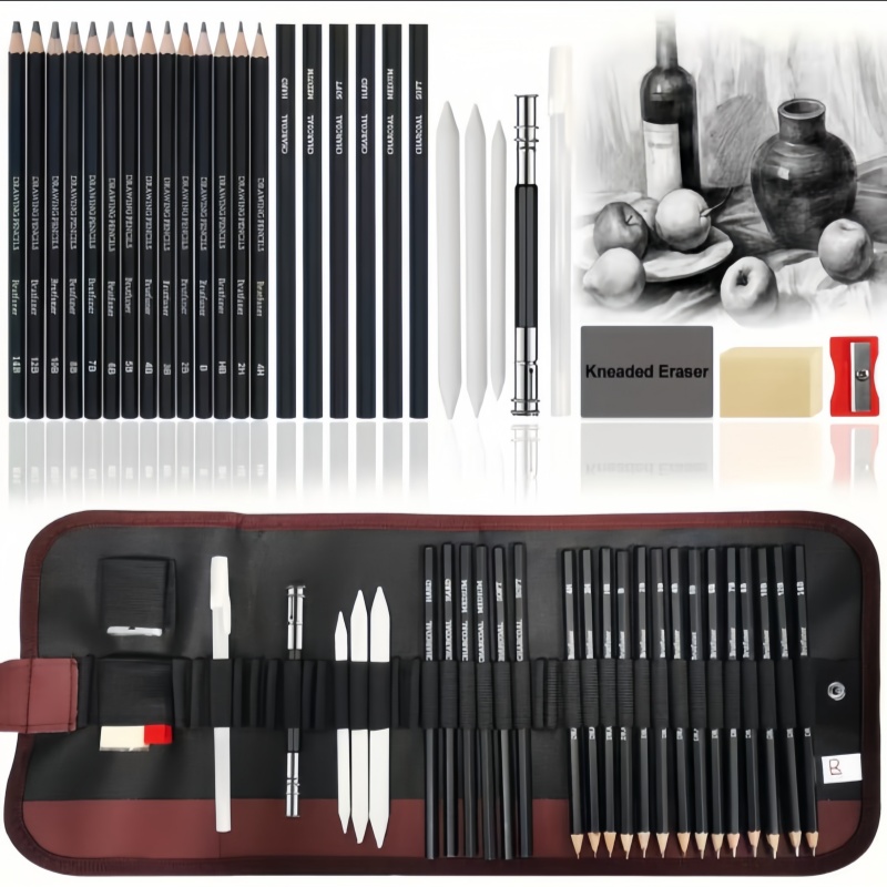 Sketching Charcoal Set - Set Alat Sketsa 29-Piece untuk Dewasa