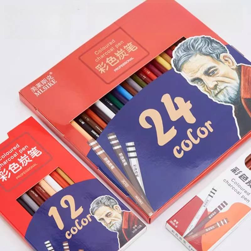 Sketching Charcoal Set - Pensil Arang Warna MLSIKE 6/12/24 Pcs