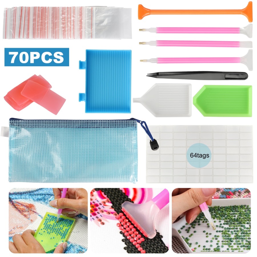 Art Craft Adult - 70pcs Peralatan Aksesoris Lukisan 5D, DISEN