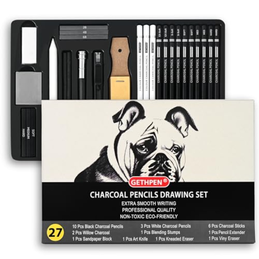 Sketching Charcoal Set - Set Gambar Arang 27 Buah -