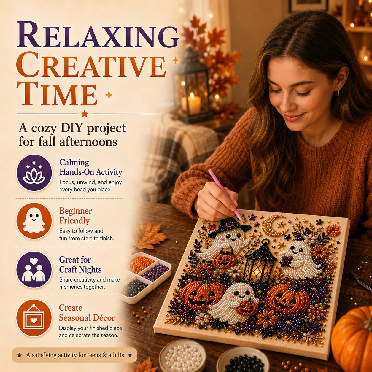 @Halloween Ghost Pearl Art Kit - Art Craft Adult ulasan dan harga