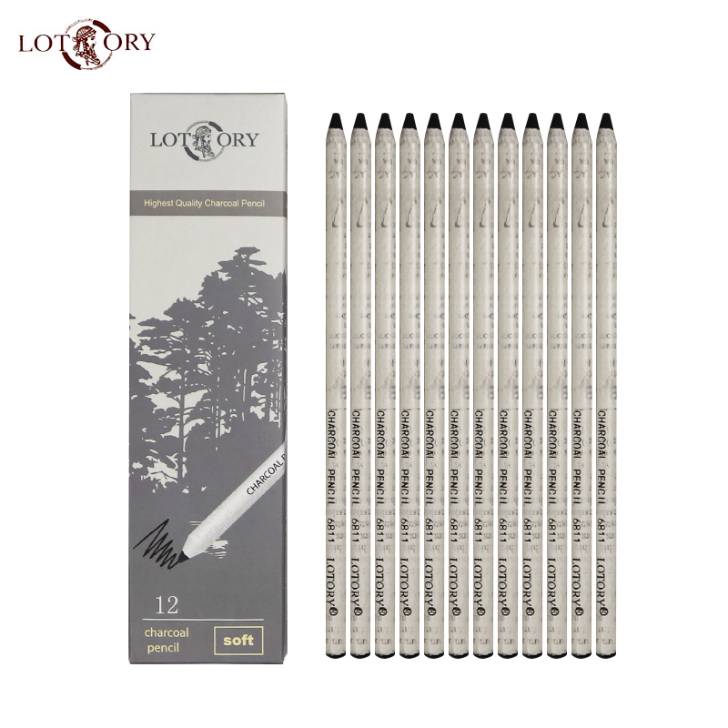 Lotory 12 Pcs Hitam Sketsa Ara - Sketching Charcoal Set ulasan dan harga