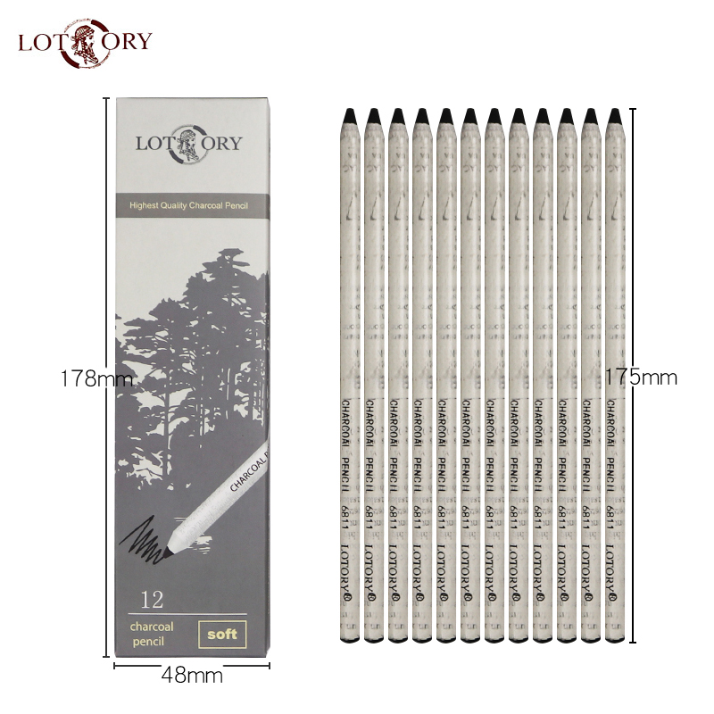 Lotory 12 Pcs Hitam Sketsa Ara - Sketching Charcoal Set ulasan dan harga