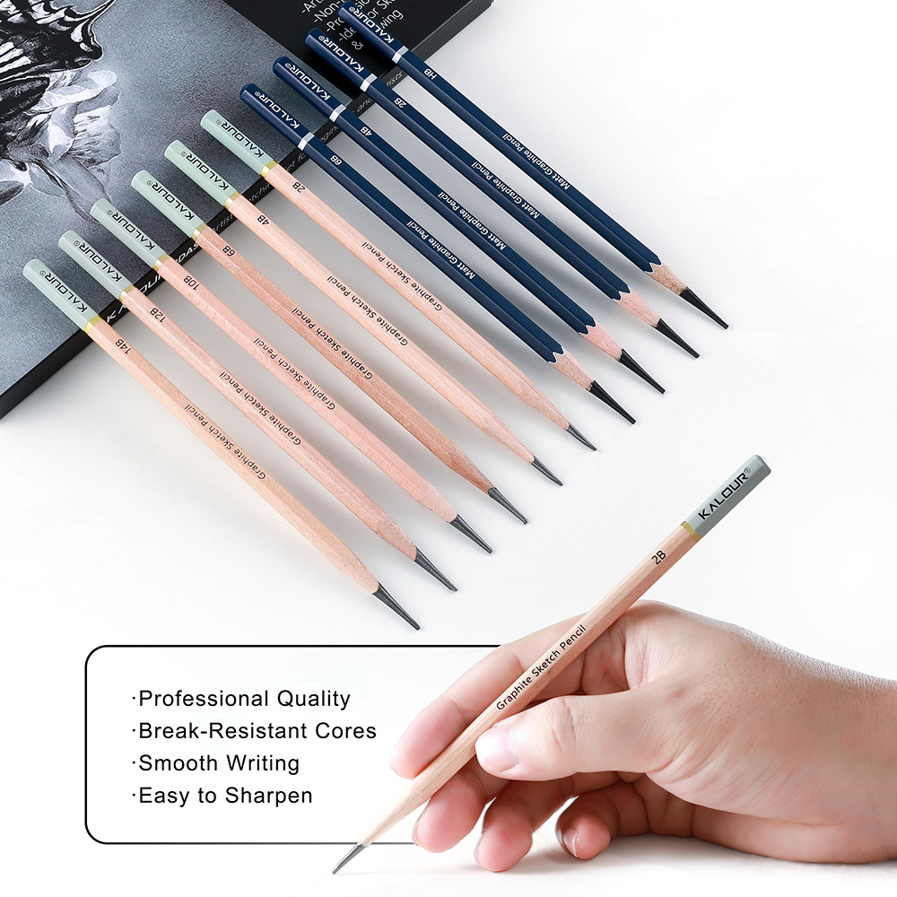KALOUR 25/22pcs Set Alat Pensi - Sketching Charcoal Set ulasan dan harga