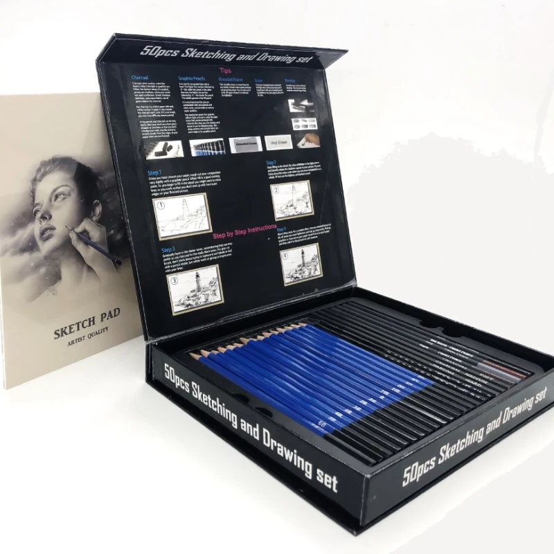50 Buah Set Pensil Sketsa Pens - Sketching Charcoal Set ulasan dan harga