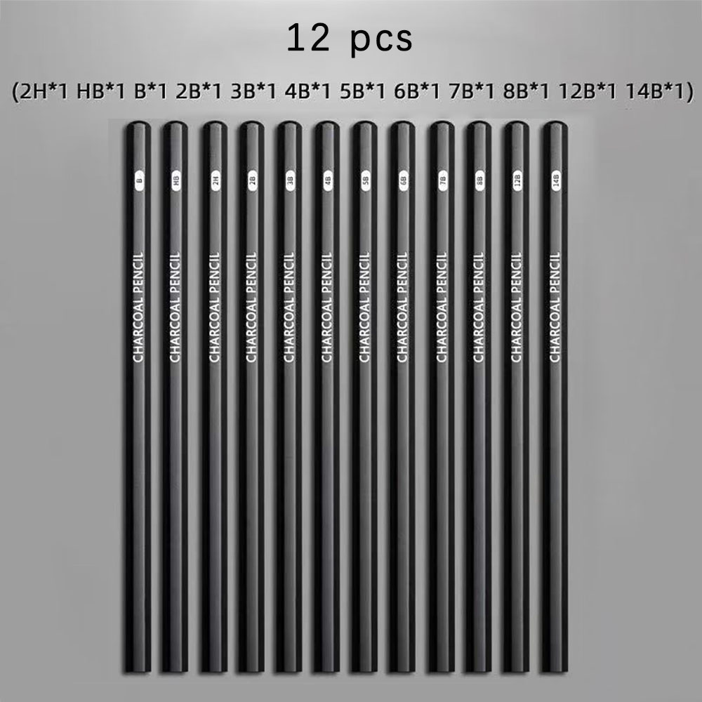 12 buah Pensil Sketsa untuk pe - Sketching Charcoal Set ulasan dan harga