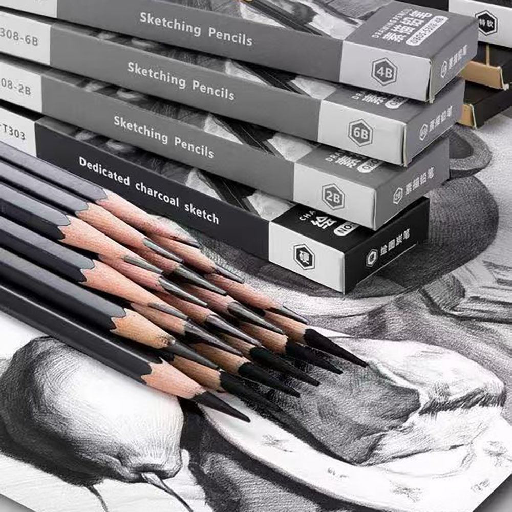 12 buah Pensil Sketsa untuk pe - Sketching Charcoal Set ulasan dan harga