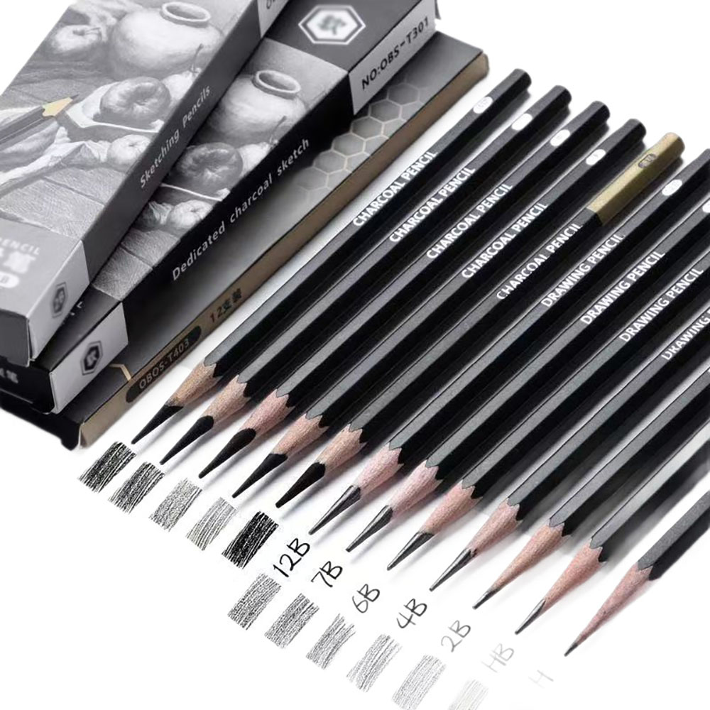 12 buah Pensil Sketsa untuk pe - Sketching Charcoal Set ulasan dan harga