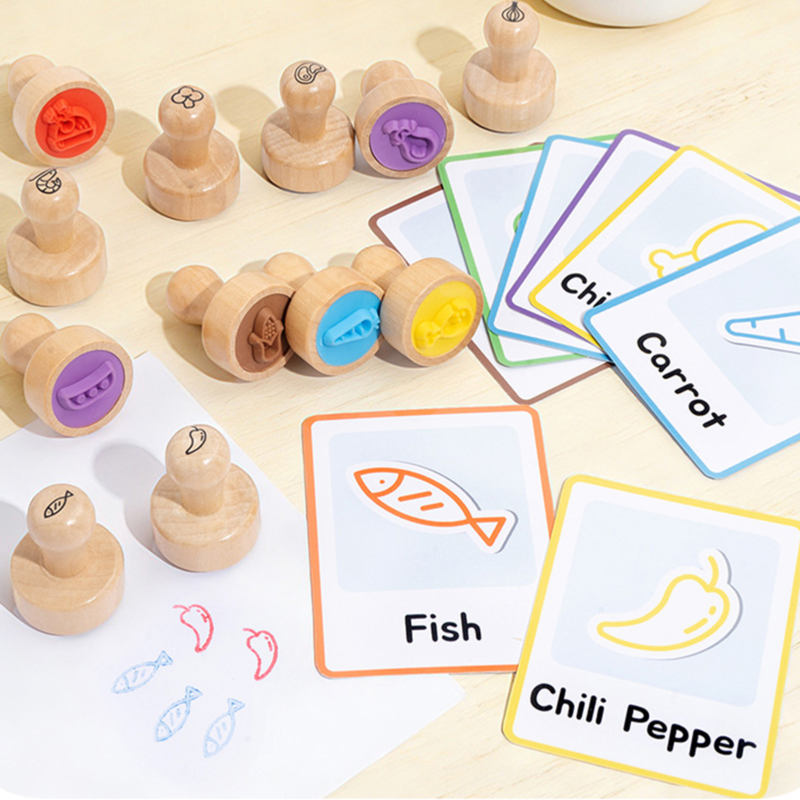 Stempel Kayu Alami untuk Balit - Art Craft Vegetables ulasan dan harga