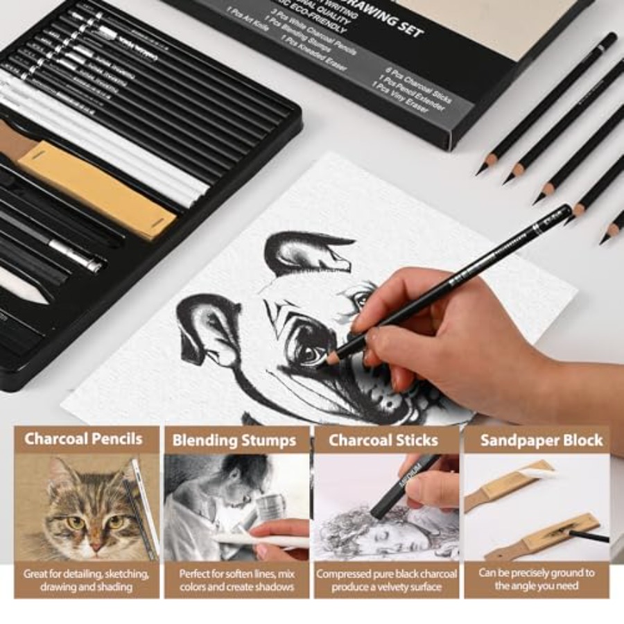 Set Gambar Arang 27 Buah - Pen - Sketching Charcoal Set ulasan dan harga